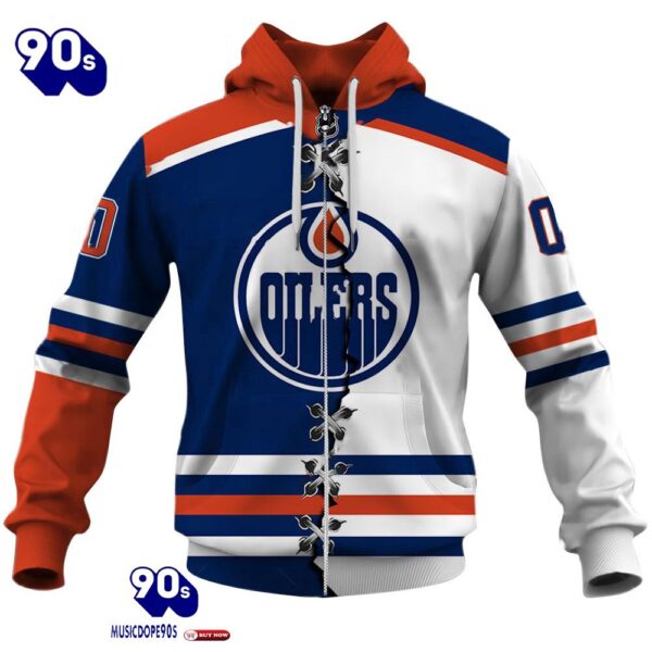 Edmonton Oilers Personalized NHL Mix Jersey Hoodie Set