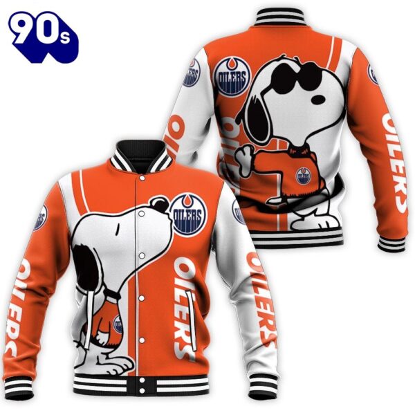 Edmonton Oilers Snoopy Lover 3D Printed Baseball Jacket For Men Women