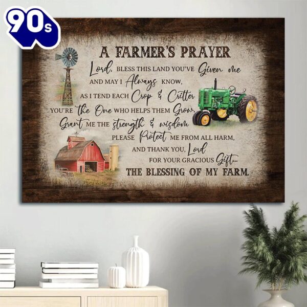 Electric Tricycle Red Barn Windmill Canvas A Farmer’s Prayer Canvas Wall Art  Poster Gift Christmas