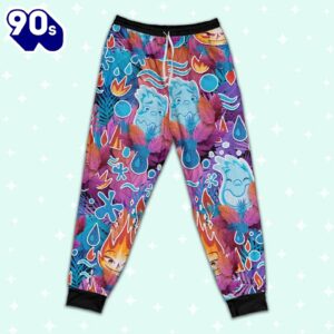 Elemental Ember and Wade Colorful Tropical Pajamas Set - Movie Cartoon Holiday Pajamas