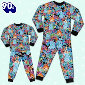 Elemental Ember and Wade Summer Tropical Pajamas Set - Movie Cartoon Holiday Pajamas