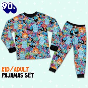 Elemental Ember and Wade Summer Tropical Pajamas Set - Movie Cartoon Holiday Pajamas