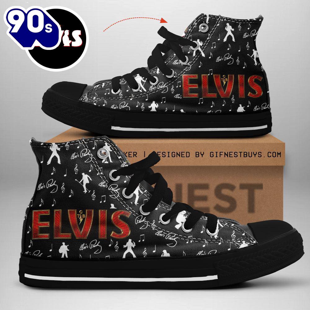 Elvis Presley Black Shoes, Elvis Presley High Top Canvas Shoes For Fans Elvis Presley Black Shoes, Elvis Presley High Top Canvas Shoes For Fans