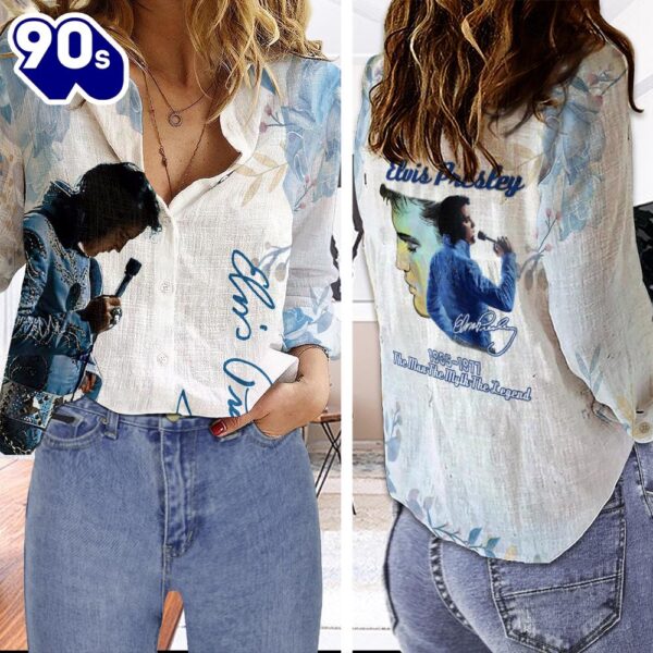 Elvis Presley Blue 3D Linen Shirt