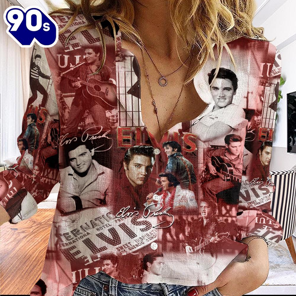 Elvis Presley Red Album 3D Linen Shirt Elvis Presley Red Album 3D Linen Shirt