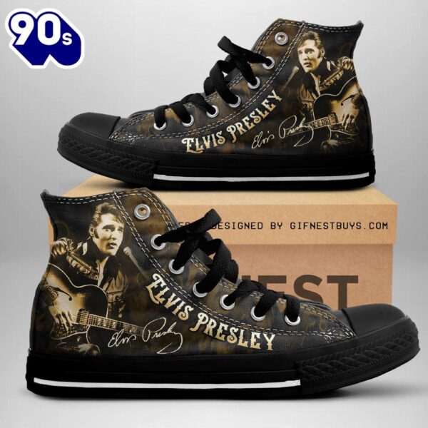 Elvis Presley Yellow Shoes, Elvis Presley High Top Canvas Shoes For Fans