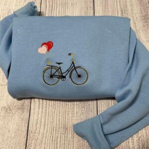 Embroidered Bicycle Sweatshirt Valentine Sweatshirt…