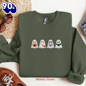 Embroidered Cute Ghost Sweatshirt, Embroidered…