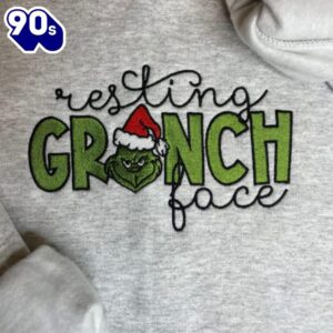 Embroidered Grinch Christmas Resting Grinch Face The Grinch Who Stole Christmas Shirt