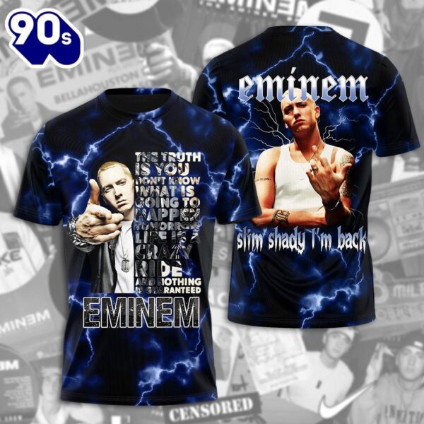 Eminem Slim Shady I’m Back 2024 Blue  All Over Print Rapper Shirts For Fans