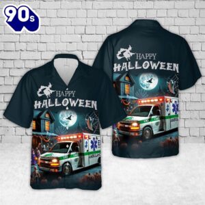 EMS Ambulance Halloween Hawaiian Shirt