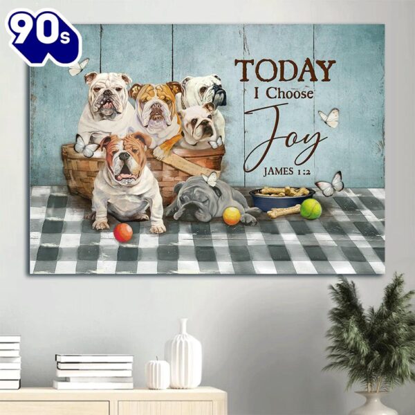 English Bulldog English Bulldog Canvas Basket Butterfly Canvas Gift For English Bulldog Lover Today I Choose Joy Canvas Wall Art  Poster Gift Christmas