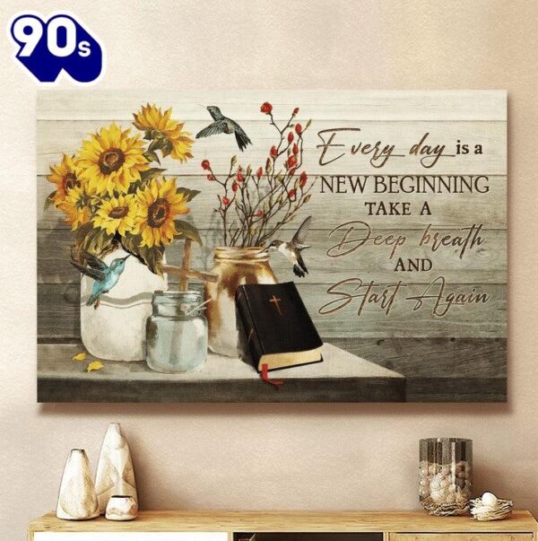 Every Day Is A New Beginning Jesus Canvas Wall Art   Poster Gift Christmas