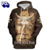 Failth Over Fear Lion Jesus 3D Hoodie For