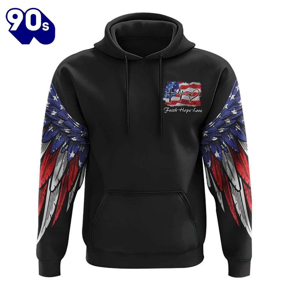 Faith American Flag Wings 3D Hoodie Faith American Flag Wings 3D Hoodie