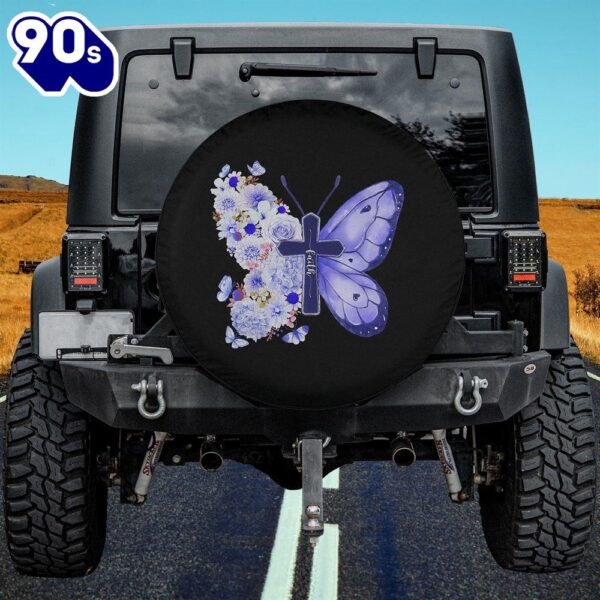 Faith Butterfly Christian Cross Jesus Christian Women Spare Tire Cover – Christian Tire Cover Car Decor