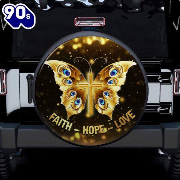 Hippie Tire Covers Faith Butterfly Gold Car Spare Tire Covers Gift For Campers