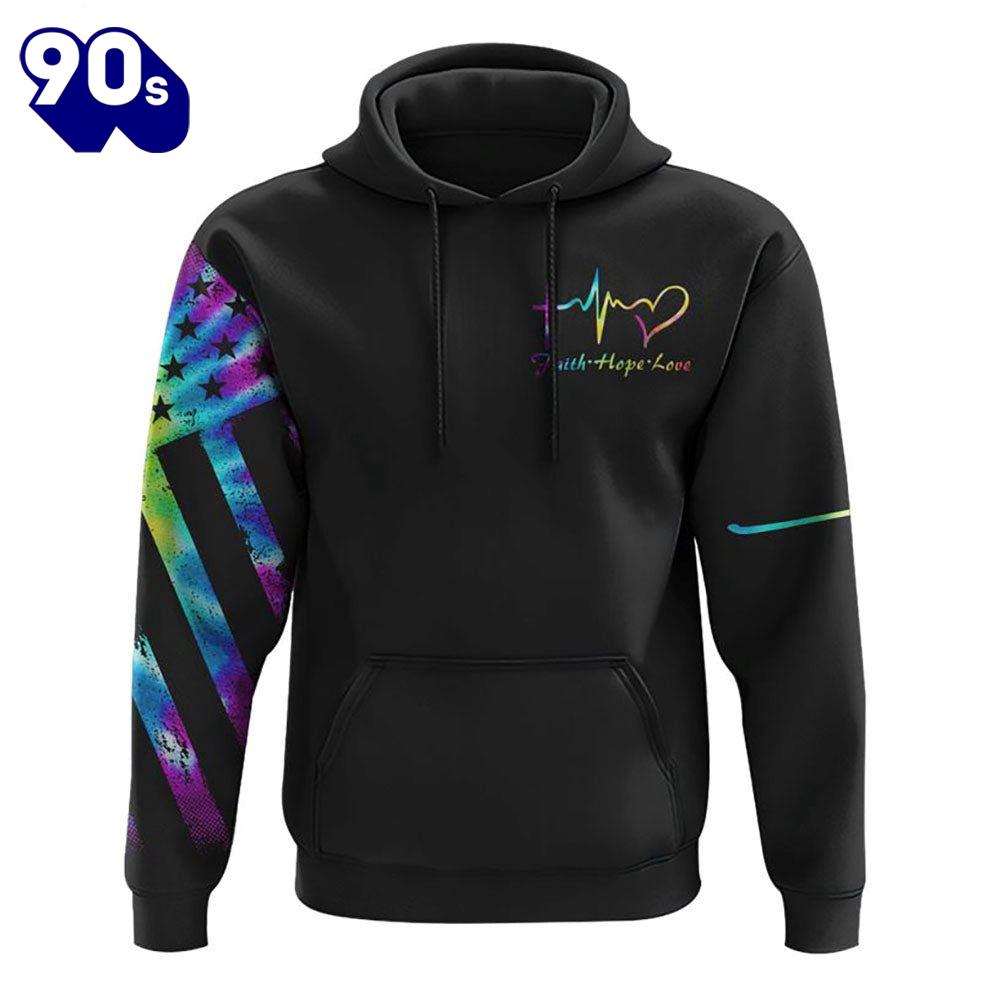 Faith Cross Wings Colorful 3D Hoodie Faith Cross Wings Colorful 3D Hoodie