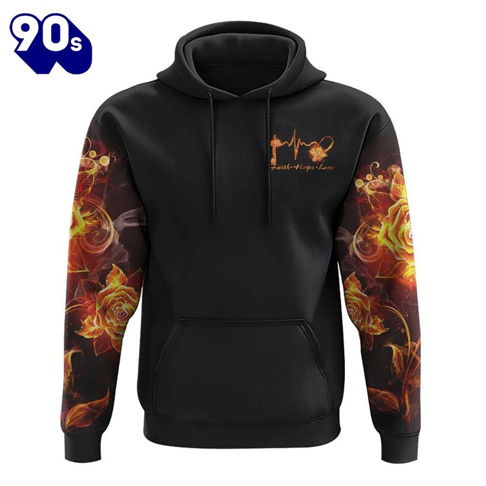 Faith Fire Rose 3D Hoodie Faith Fire Rose 3D Hoodie