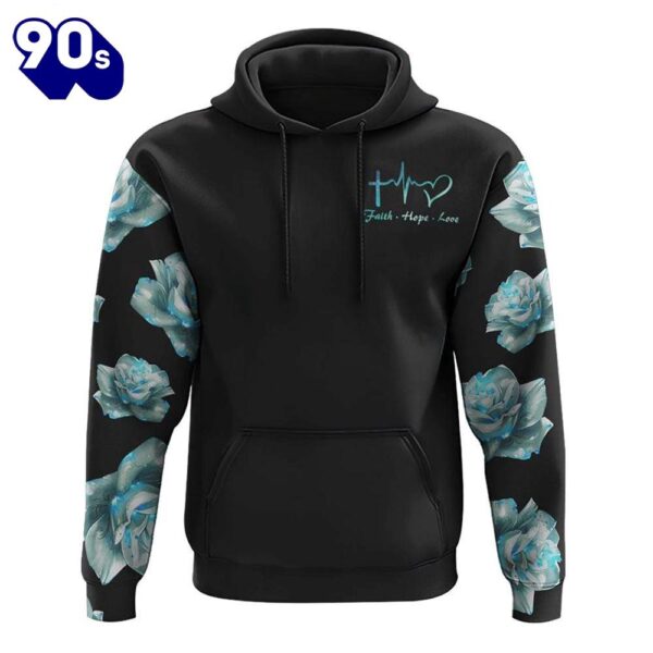 Faith Fire Rose Cross Light Smoke 3D Hoodie