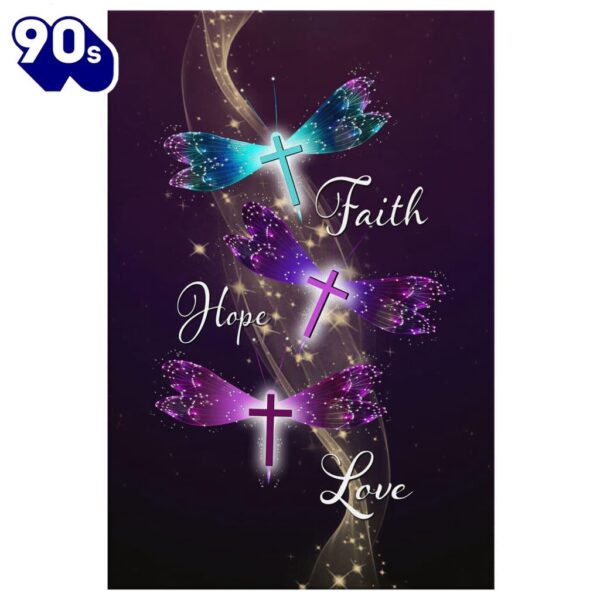 Faith Hope Love Dragonfly Canvas Wall Art Prints   Poster Gift Christmas