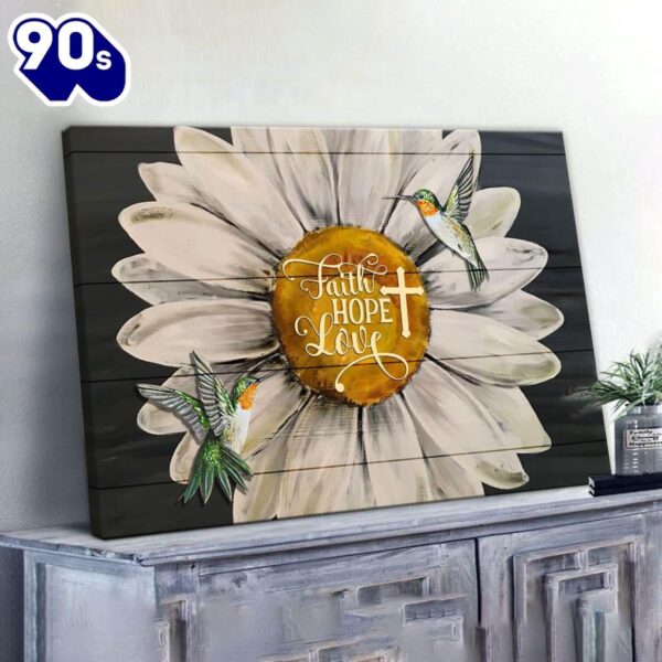 Faith Hope Love Hummingbird Sunflower Canvas Wall Art   Poster Gift Christmas