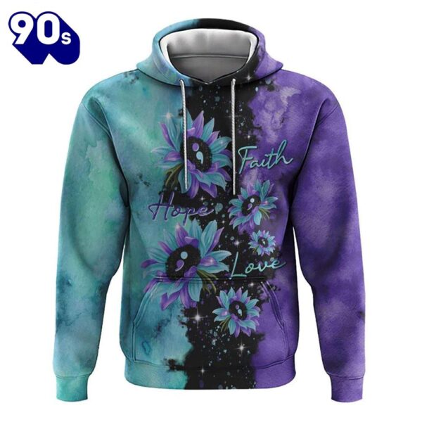 Faith Hope Love Sunflower Galaxy 3D Hoodie