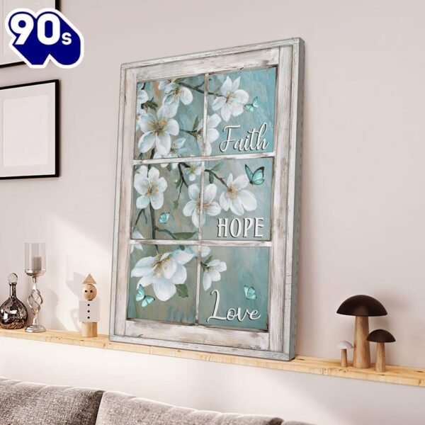 Faith Hope Love Window Background Jesus Canvas Posters   Poster Gift Christmas