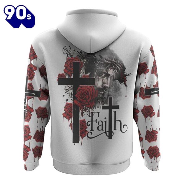 Faith Jesus Rose Watercolor 3D Hoodie