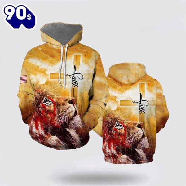 Faith Lion Cross Light 3D Hoodies For Women Men