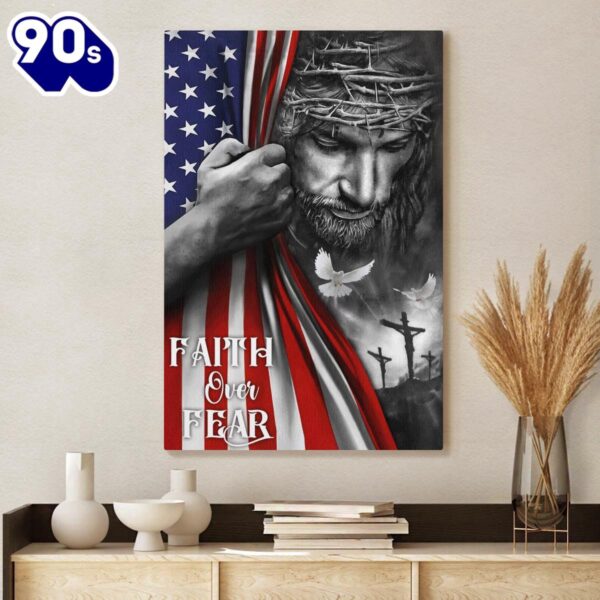 Faith Over Fear Canvas God Canvas  Christian Wall Art  Poster Gift Christmas