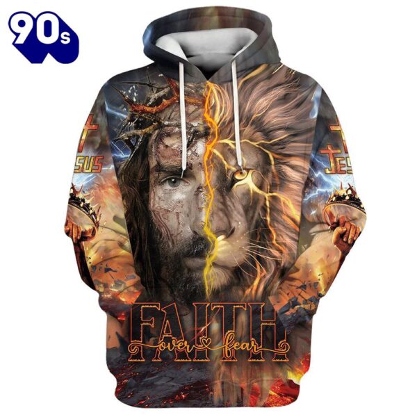 Faith Over Fear Jesus Lion Hoodies Jesus Hoodie