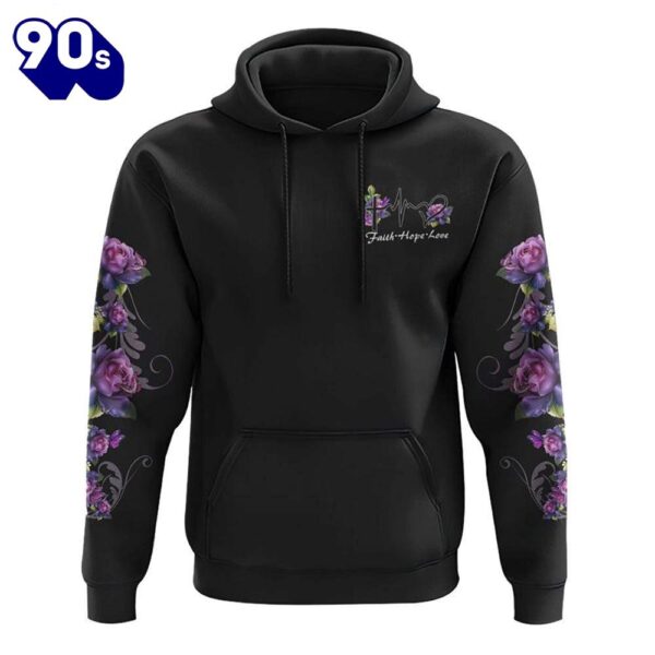 Faith Rose Wood Cross Smoke 3D Hoodie