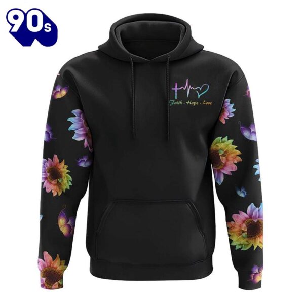 Faith Sunflower Flag Rainbow Smoke Butterfly 3D Hoodie