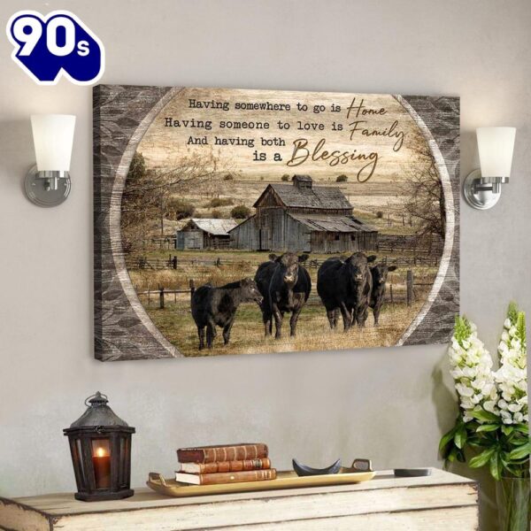 Farmhouse Canvas Having Both Is A Blessing Angus Cows Canvas Wall Art