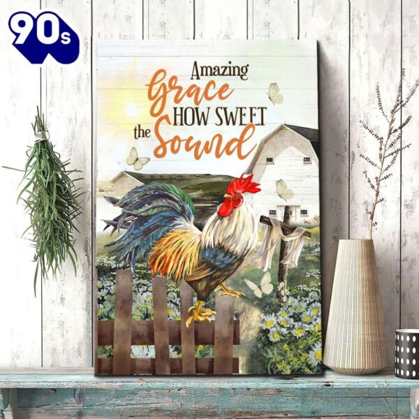 Farmhouse Style Amazing Grace How Sweet The Sound Canvas Art    Poster Gift Christmas