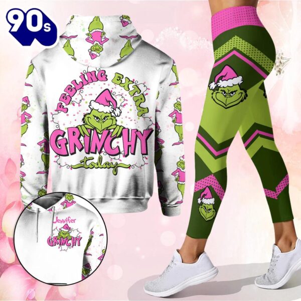 Feeling Extra Grinchy – Personalized Green Monster Christmas Hoodie and Leggings