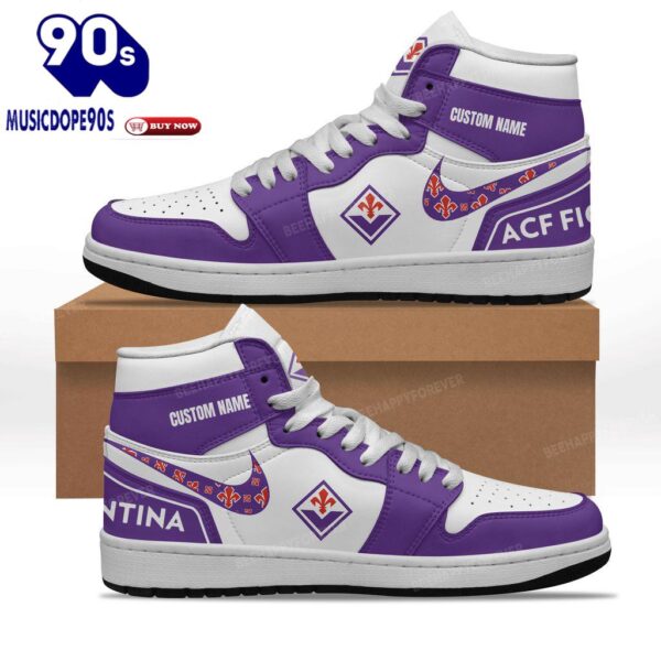 Fiorentina Nike Logo Purple White Design Air Jordan 1 High Top