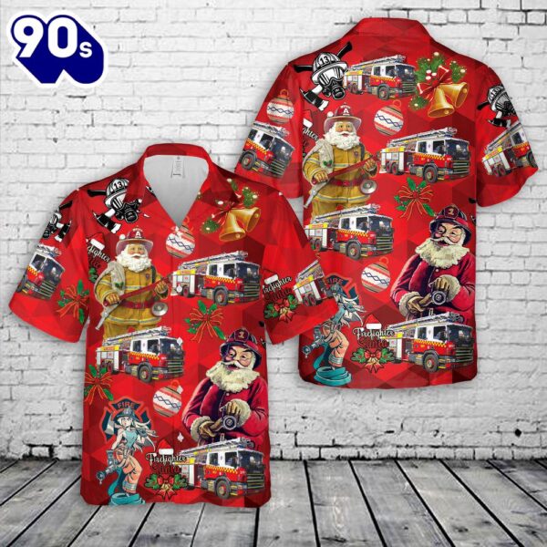 Fire and Rescue New South Wales SEV, Scania P94 Telesqurt Aerial Appliance Christmas Hawaiian Shirt