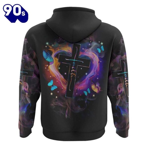 Fire Heart Cross Butterfly 3D Hoodie