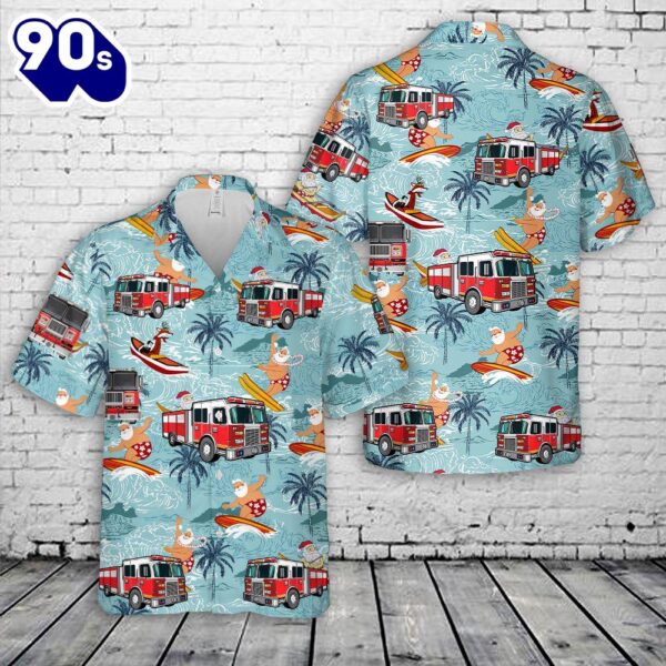Fire Trucks, Christmas In July Hawaiian Shirt