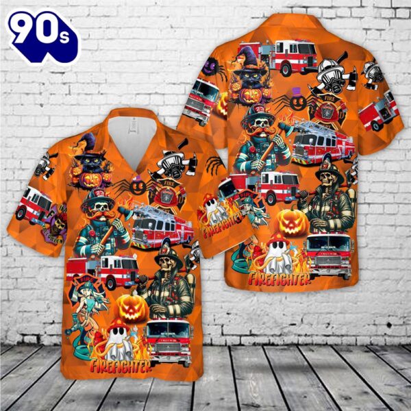 Fire Trucks Halloween Hawaiian Shirt