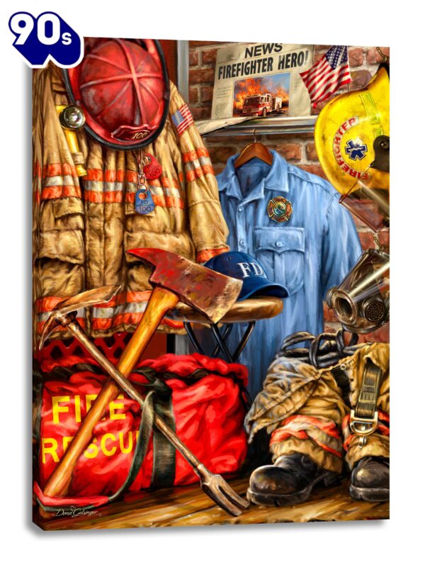 Firefighter Canvas Wall Art  Poster Gift Christmas