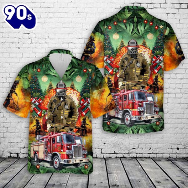 Firefighter Fire Truck Christmas Hawaiian Shirt 3