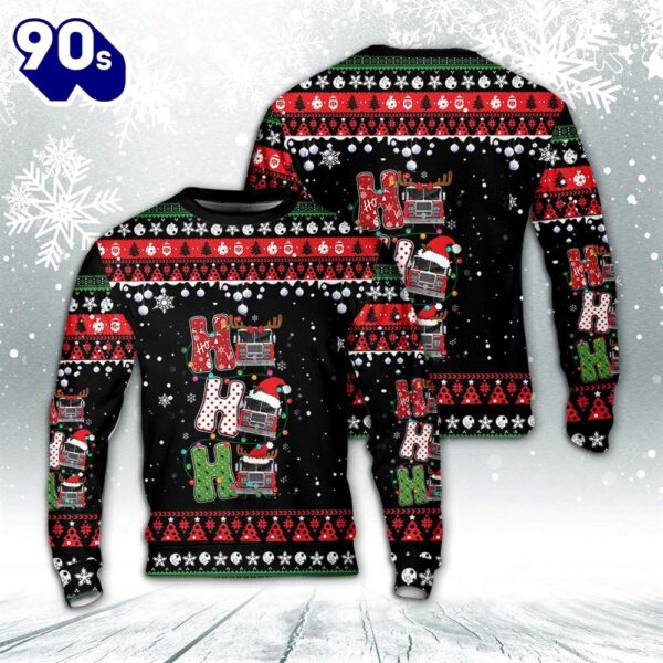 Firefighter Fire Truck Ho Ho Ho Christmas Sweater