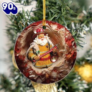 Firefighter Santa Ceramic Ornament