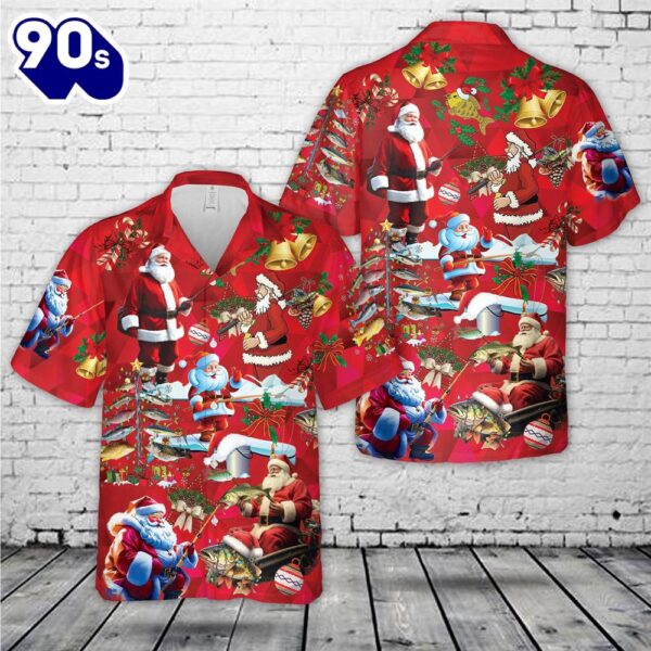 Fishing Santa Claus Christmas Hawaiian Shirt