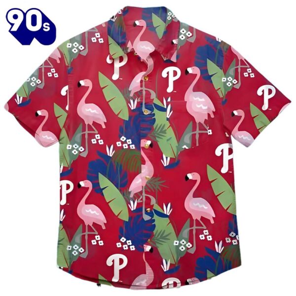 Flamingo And Banana Leaf Phillies Hawaiian Button Up Shirts A Unique Fan Gift