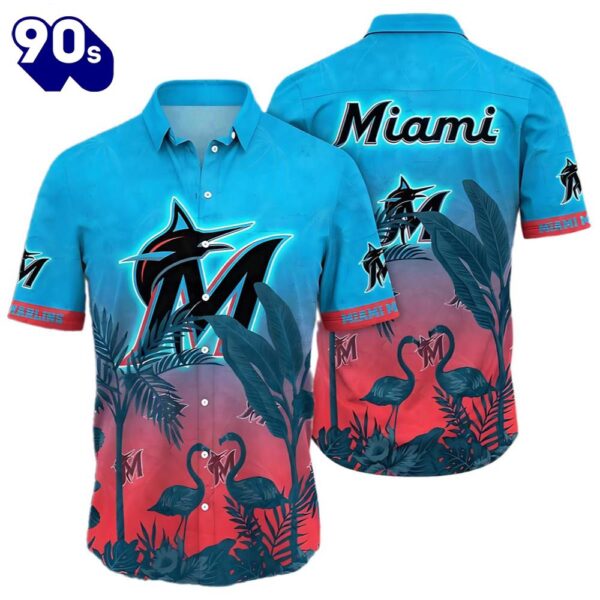 Flamingo Miami Marlins Hawaiian Button Up Shirts