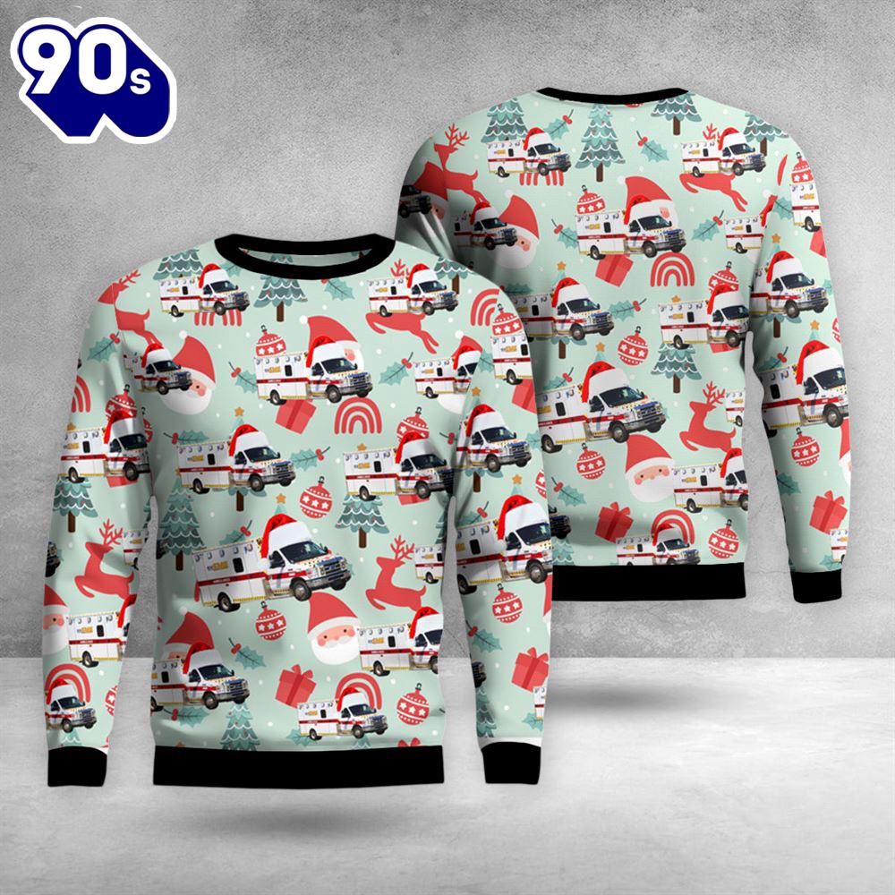Flint, Michigan, Stat Ems Christmas Aop Ugly Sweater Flint, Michigan, Stat Ems Christmas Aop Ugly Sweater